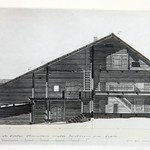 л. 6. Дом Лепсина, д. Кузнецы. А.В. Ополовников, 1949 г. Разрез 1-1 (обмер)