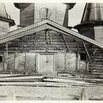 Успенский собор, г. Кемь. Реставрация крыльца и центральной галереи. Западная стена галереи, раскрытая из-под тесовой обшивки.