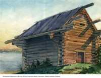 Рисунок М.Г. Старченко «Амбар в деревне Пелдожи», 1960 г. Рисунок М.Г. Старченко «Амбар в деревне Пелдожи», 1960 г.