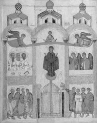 Покров. Начало XVI в. Икона из Кижского погоста (?). МИИРК Покров. Начало XVI в. Икона из Кижского погоста (?). МИИРК
